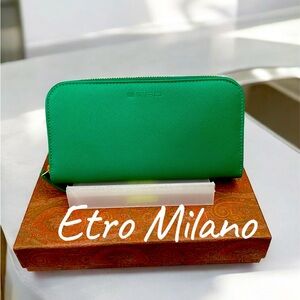 ETRO Milano Zip Around Continental Long Wallet Made In Italy ~ NWT!